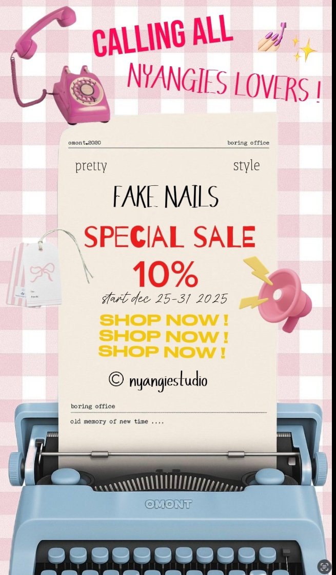nyangiestudio's tweet image. End the year with pretty nails ✨
Special akhir tahun di nyangiestudio — nikmati 10% off setiap nail service, tanpa minimum &amp;amp; tanpa maksimal.
Because starting the new year with good nails just feels right

💌 order by dm

#pressonnails #nailsart #nailstyle #custom #nyangiestudio