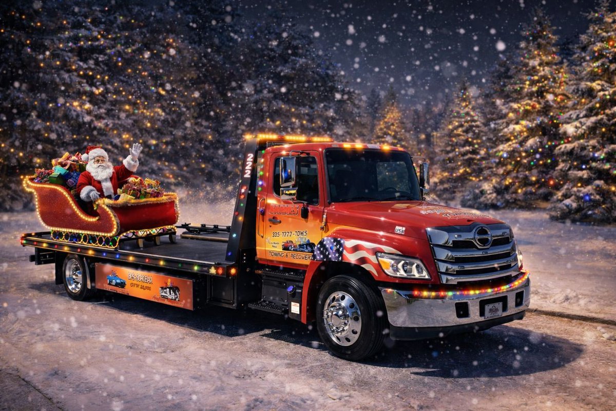 BarnesWrecker's tweet photo. 🎅✨ Even Santa needs a reliable tow this time of year! ✨🎄

At Barnes Wrecker Service, we’re always ready to help, whether it’s a sleigh full of presents or a vehicle in need of recovery. 

From our family to yours, we wish you a Merry Christmas &amp; a Happy Holiday Season! 🎁❄️ https://t.co/TNxGbmLBuG
