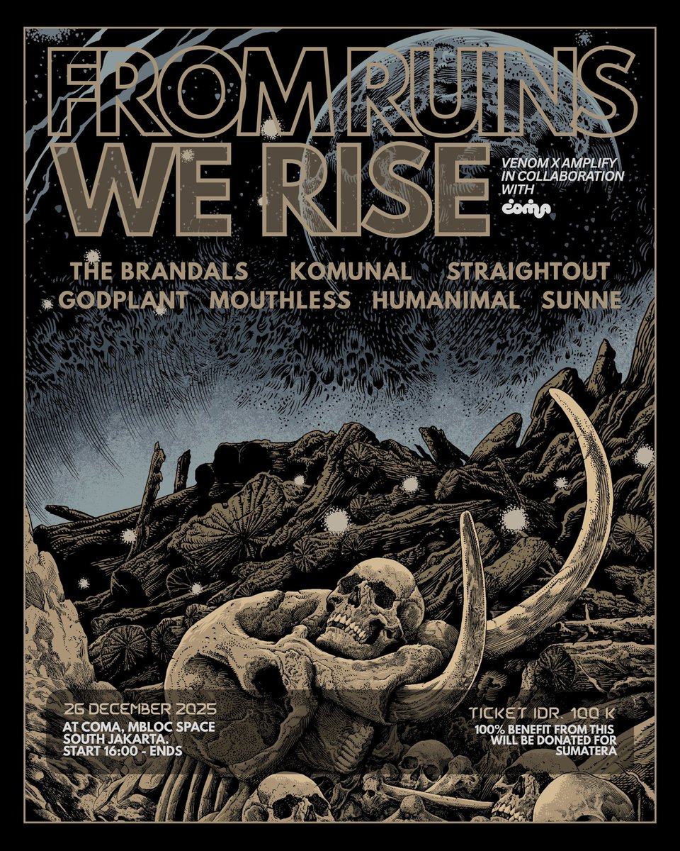 Besok akan bermain di Coma Mbloc Space bareng band-band keren lainnya. Seluruh keuntungan dari gigs ini akan didonasikan untuk korban bencana di Sumatera. See you there!