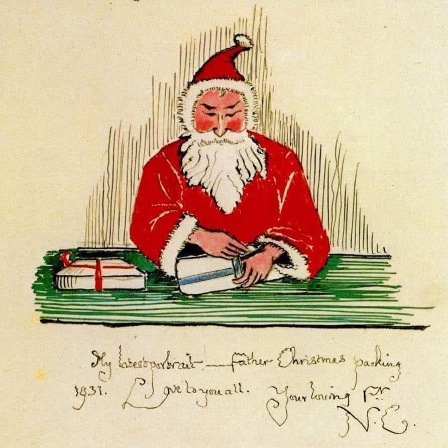 SeanMac67914982's tweet photo. Letters from Father Christmas

Letters from Father Christmas, also known as The Father Christmas Letters, are a collection of letters written and illustrated by J.R.R. Tolkien between 1920 and 1943 for his children, from Father Christmas.

They were released posthumously by the Tolkien Estate on 2 September 1976, the 3rd anniversary of Tolkien's death. They were edited by Baillie Tolkien, second wife of his youngest son, Christopher. …

The stories are told in the format of a series of letters, told either from the point of view of Father Christmas or his elvish secretary. They document the adventures and misadventures of Father Christmas and his helpers, including the North Polar Bear and his two sidekick cubs, Paksu and Valkotukka. The stories include descriptions of the massive fireworks that create the northern lights and how Polar Bear manages to get into trouble on more than one occasion. (TolkienGateway)