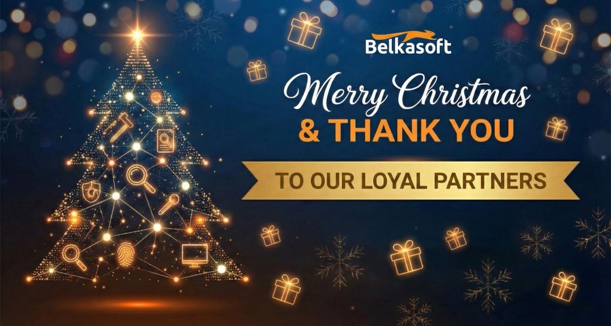 The greatest gift we receive each year is the trust of our partners. 🎁💙

To our global network: thank you for your unwavering loyalty and for being part of the Belkasoft family. We wish you a Merry Christmas and a successful year ahead! 🥂🎄