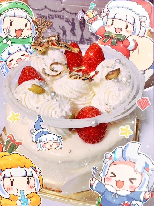 (*'ω`)o。゜:.・+メリークリスマス+・.:゜。o('ω`*) 2025年はのノエル エトワール! 正直....近年で食べた中で一番の当たり!!とっても美味しかった!(*`ω` *)シャンパン飲みながら美味しいケーキで最高の夜です! #Christmas #gawrt