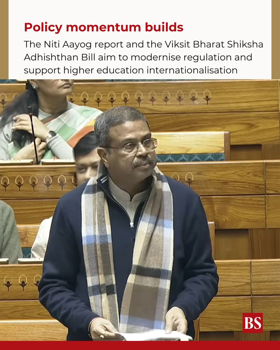 #BSEditorial | #India hosted 47,000 foreign students in 2022, while 1.3 mn went abroad, with outward remittances hitting $3.4 bn in 2023-24.

#NITIAayog recommends “internationalisation at home” through global-aligned curricula, joint degrees, research collaboration, and targeted