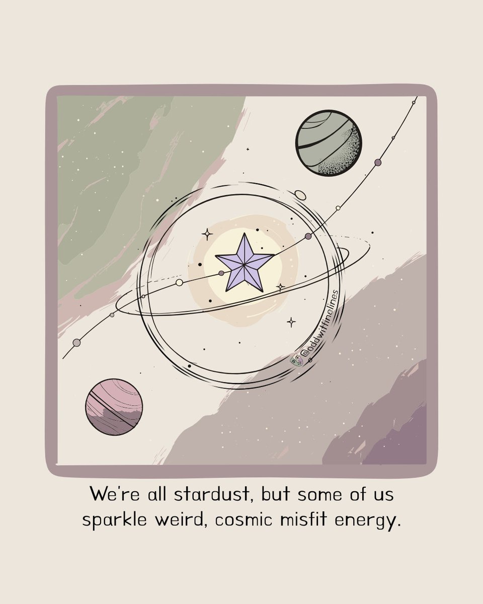 OddwitFinelines's tweet photo. Minimalist cosmic art exploring individuality: we’re all stardust, but some of us sparkle weird. https://t.co/QCYc5P97hF