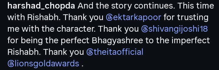 "thank you for being the perfect bhagyashree to the imperfect Rishabh" MYYYYYY WHOLLEEE HEARTTTT 🥹💞🥹💞🥹💞