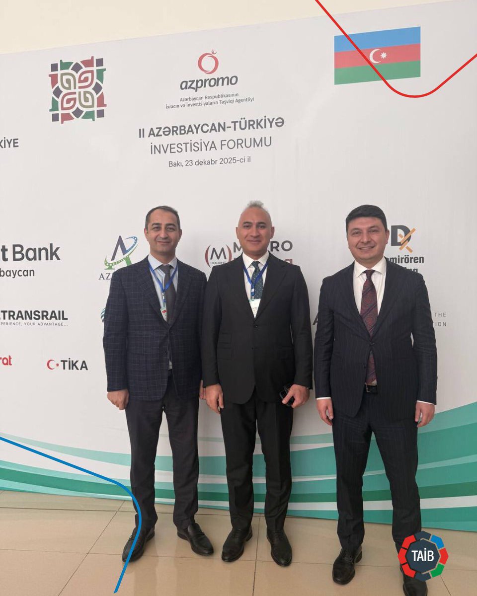 23 Aralık 2025’te Bakü’de düzenlenen 2. Türkiye–Azerbaycan Yatırım Forumu gerçekleştirildi.

TAİB adına foruma katılan Yönetim Kurulu Başkanı, iş insanı Elshan Guliyev, farklı sektörlerden temsilcilerle görüşmeler gerçekleştirerek yatırım olanaklarını değerlendirdi.