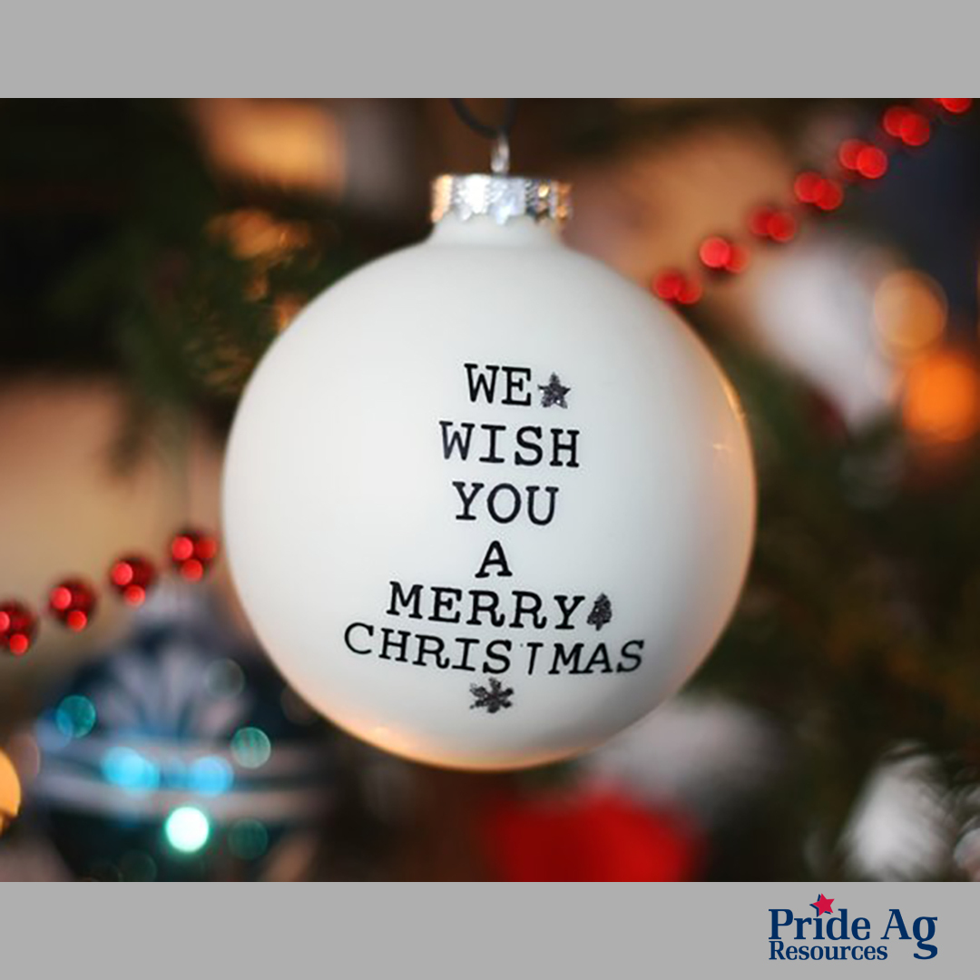 Merry Christmas from everyone at Pride Ag Resources! We send you warm wishes for a wonderful holiday season full of love and lasting memories to all our customers, patrons, and employees.