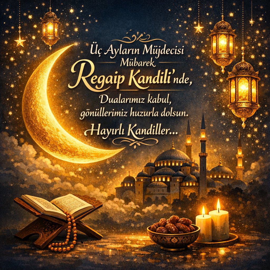 Üç ayların başlangıcı olan Regaip Kandili’nin;
milletimize, İslam âlemine ve tüm insanlığa hayırlar getirmesini Yüce Allah’tan niyaz ederim.
Hayırlı kandiller.