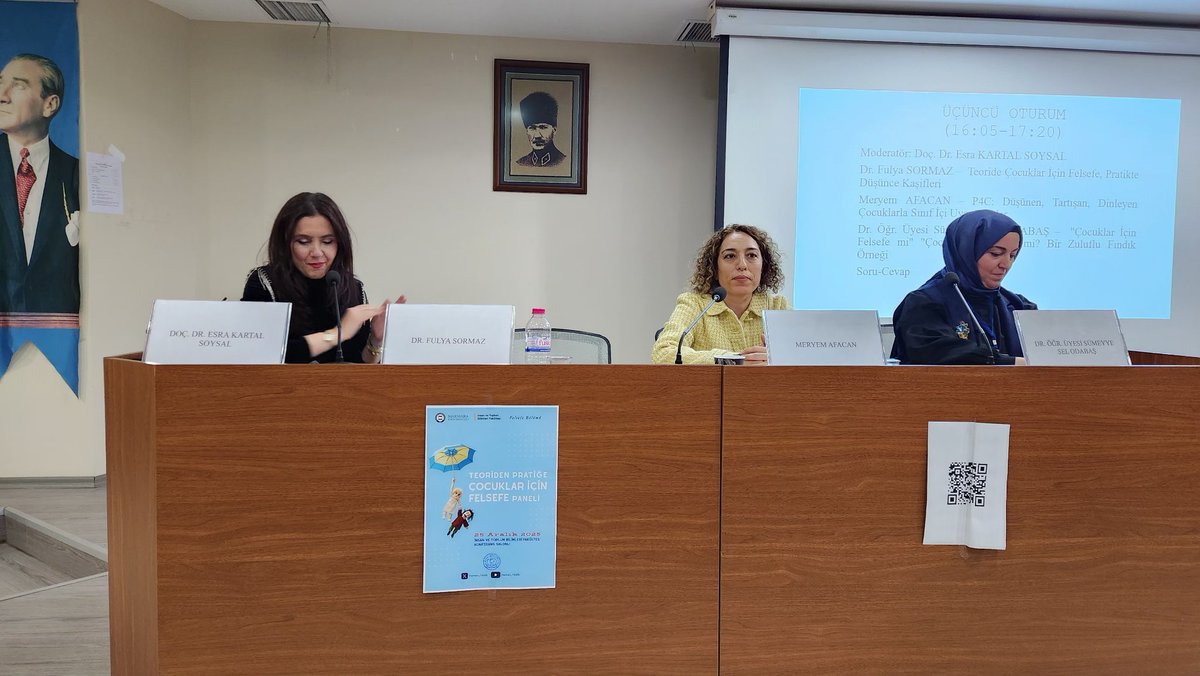 "Teoriden Pratiğe Çocuklar İçin Felsefe" panelimizin 3. oturumu Doç. Dr. Esra KARTAL SOYSAL moderatörlüğünde başlamıştır.