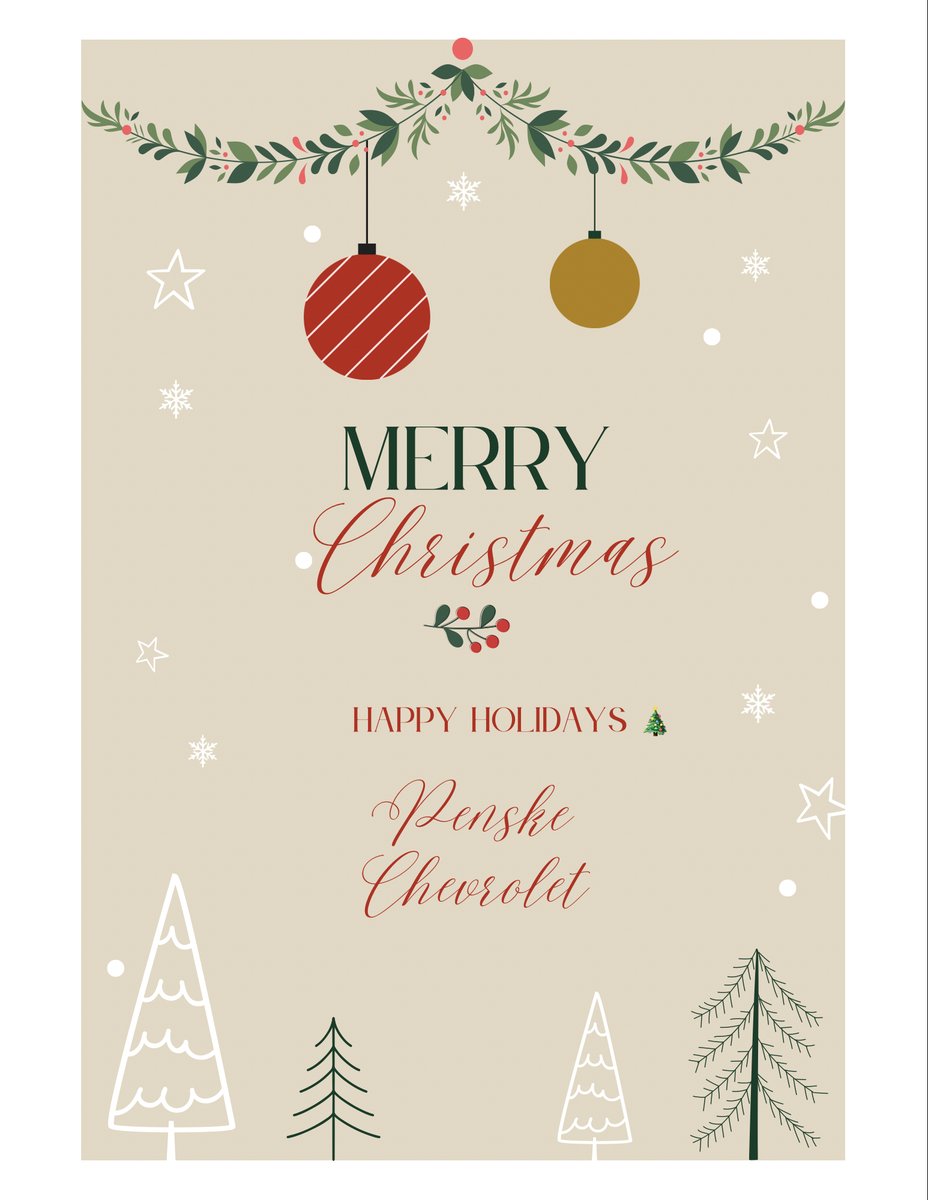Merry Christmas! We are closed today for the holidays and will be back open to normal hours on December 26th. #PenskeChevrolet #Chevrolet