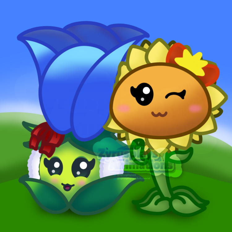 zyrusplaysani's tweet image. Sunny Sunflower and Moony Moonflower.
(Finally got a time to finish this off.)

#pvz #pvzoc