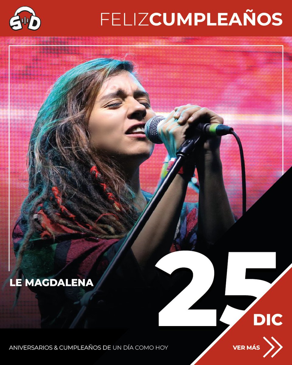 SoundDatos's tweet image. #SoundDatos · Diciembre 25 | Feliz Cumpleaños:
· @lemagdalenarock 
---
Click en el link para ver más: instagram.com/p/DSsF_24AMXd/…