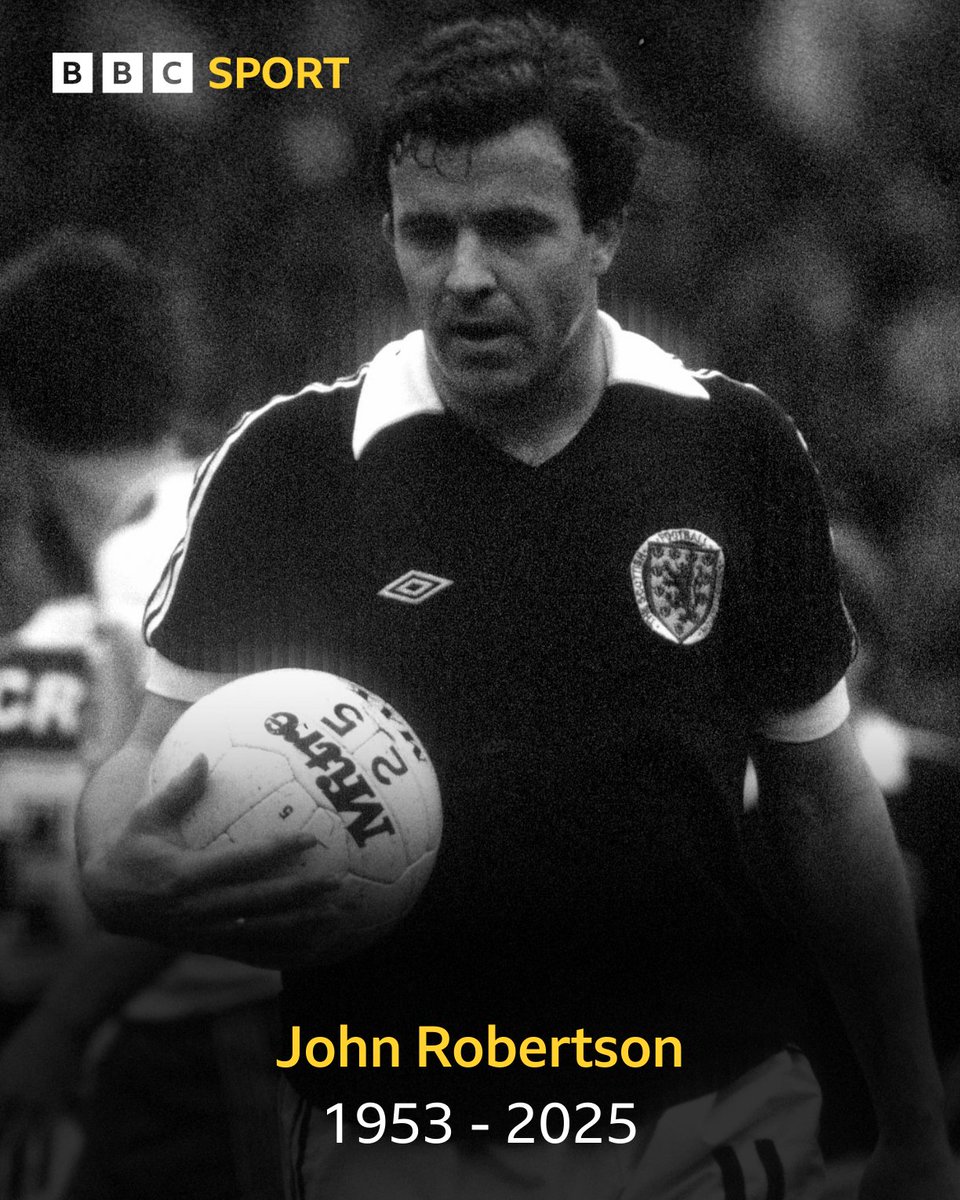 BBCSportScot's tweet image. Former Scotland, Nottingham Forest and Derby County winger John Robertson - once described by manager Brian Clough as "a Picasso of our game" - has died at the age of 72.

#BBCFootball