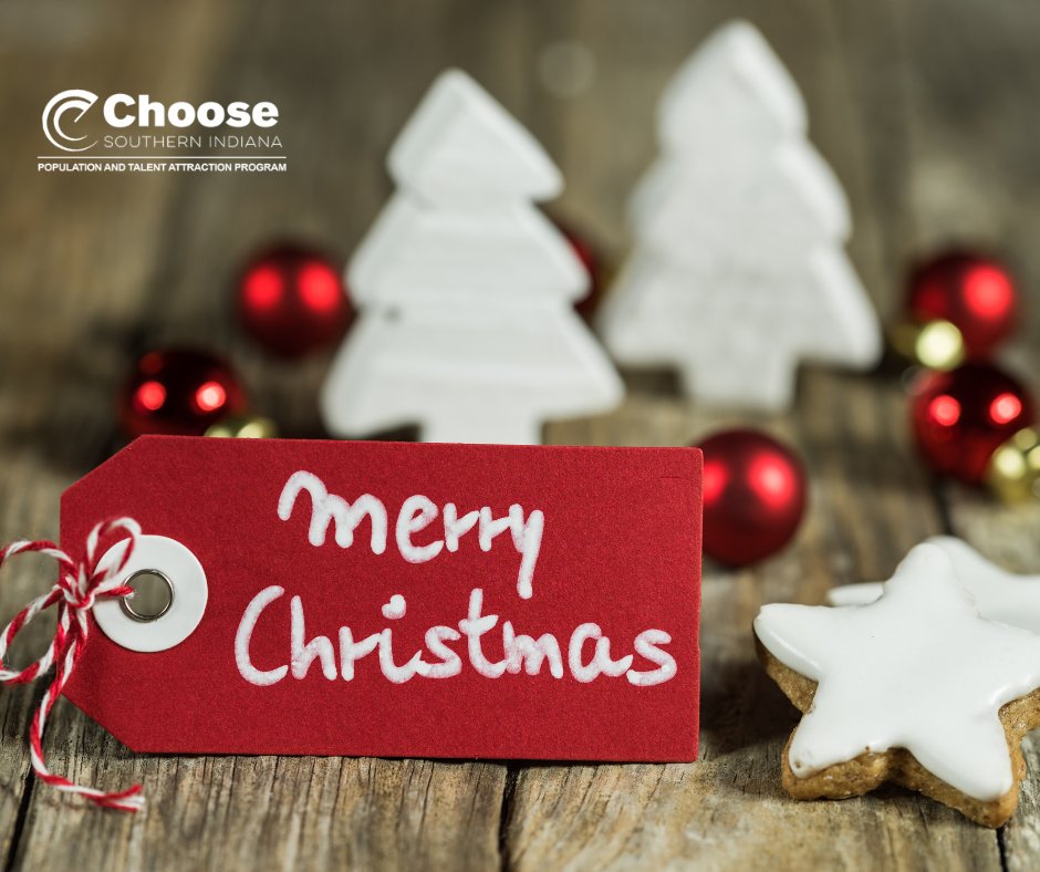 ChooseSoIN's tweet image. Merry Christmas from Choose Southern Indiana! Wishing you a joyful Christmas filled with warmth, peace, and time with loved ones. Thank you for being part of our community!