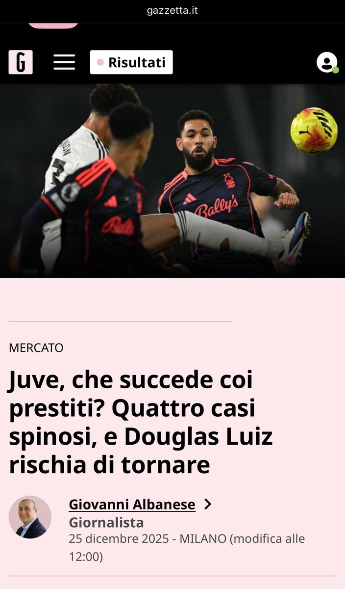 25.12.2025 ore 12 il nostro eroe <a href="/GiovaAlbanese/">Giovanni Albanese</a> e il ‘ grande giornale ‘ rosa <a href="/Gazzetta_it/">La Gazzetta dello Sport</a> continuano a combattere , eroi …. #Juventus