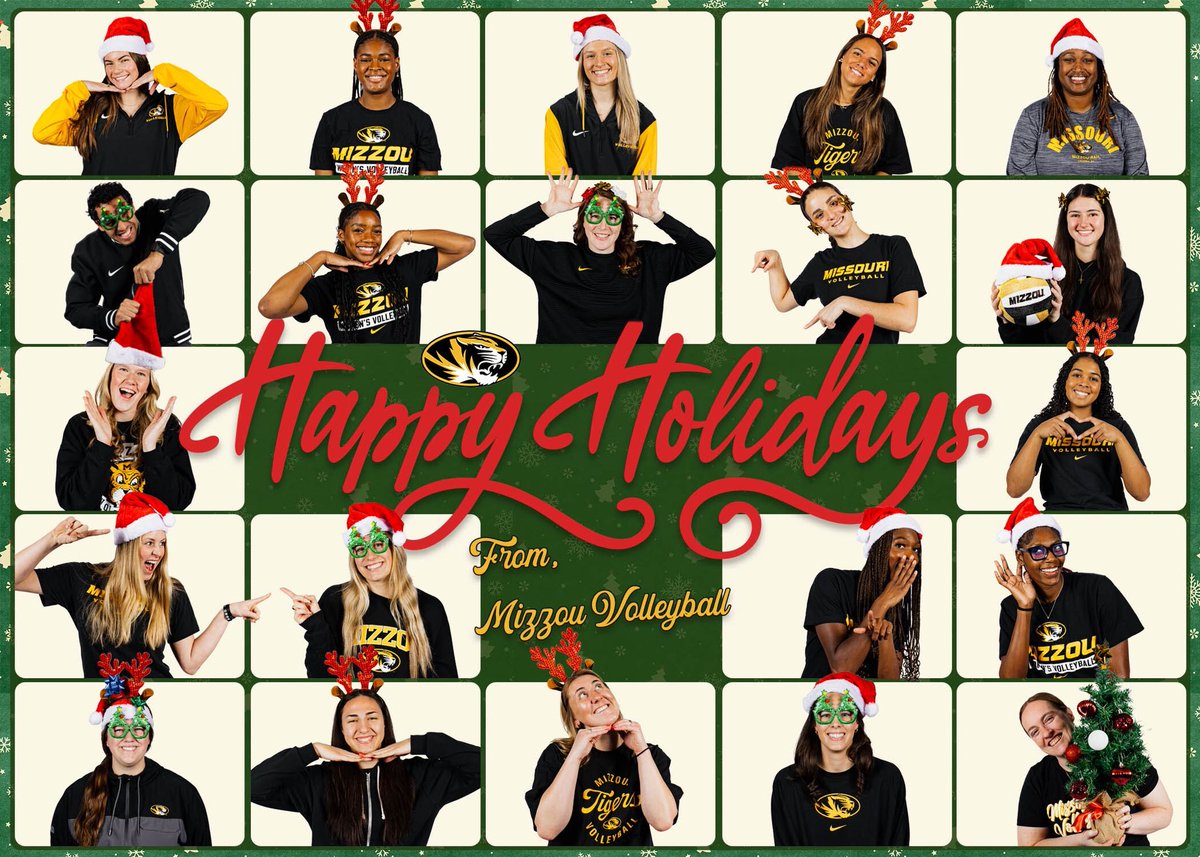 MizzouVB's tweet photo. Season Greetings from our family to yours 💛🖤

#MIZ 🐯🏐 | #LoveFamilyGrit https://t.co/mVuFhx0k8h
