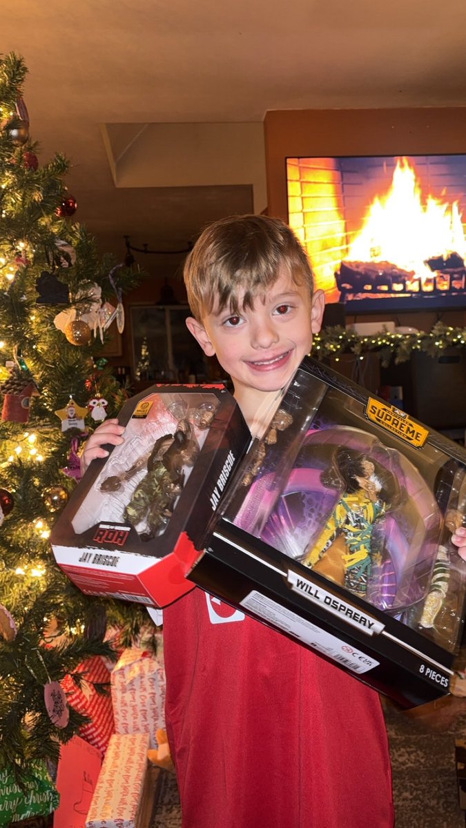 derekashmann's tweet image. Santa brought some @WillOspreay &amp;amp; Briscoe Bros figs!! @SussexCoChicken #bruv #MerryChristmas @TonyKhan #ROH #AEW