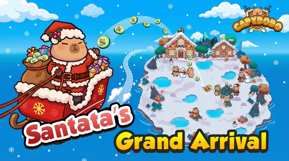 🎄 Notice the snow on the map? 
Santoto's here with Christmas vibes and surprise gifts for all $PYBOBO holders in our Winter Fest!

And there's more magic coming with 2026:
Capybobo is launching a new VWA game powered by $PYBOBO! Use $PYBOBO to get pets, play and mine!

Not just