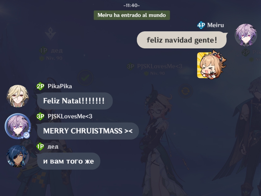 MeiruMoon's tweet image. Sentí super bonito que cada uno utilizó su lengua materna para felicitar por navidad