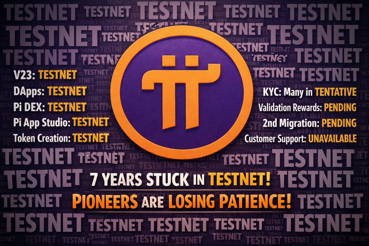 After 7 years, almost every utility &amp; Upgrades in #PiNetwork are still stuck in Testnet.

V23 upgrade → Testnet
DApps → Testnet
Pi DEX → Testnet
Pi App Studio → Testnet
Token Creation → Testnet
KYC → Many still in Tentative
Validation rewards → Pending
2nd migration →