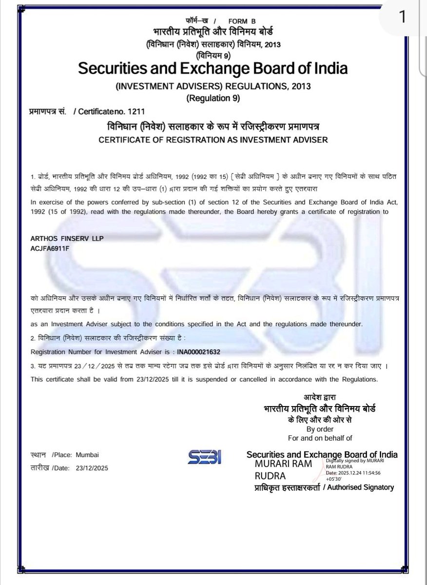 🎉SEBI IA Registration

Happy to share that the SEBI Investment Adviser (IA) Registration Certificate has been successfully issued today for our client.

Proud to have provided end-to-end professional support throughout the process.
#SEBI #InvestmentAdviser #IARegistration #PCS