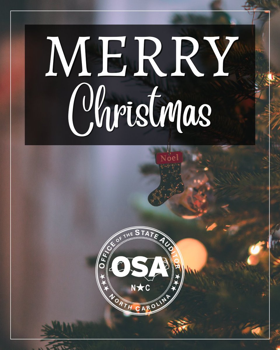 🎄 Merry Christmas from the NC Office of the State Auditor! 🎄
Wishing you peace, joy, and a wonderful holiday season. Thank you for supporting our mission of government accountability and transparency throughout the year.