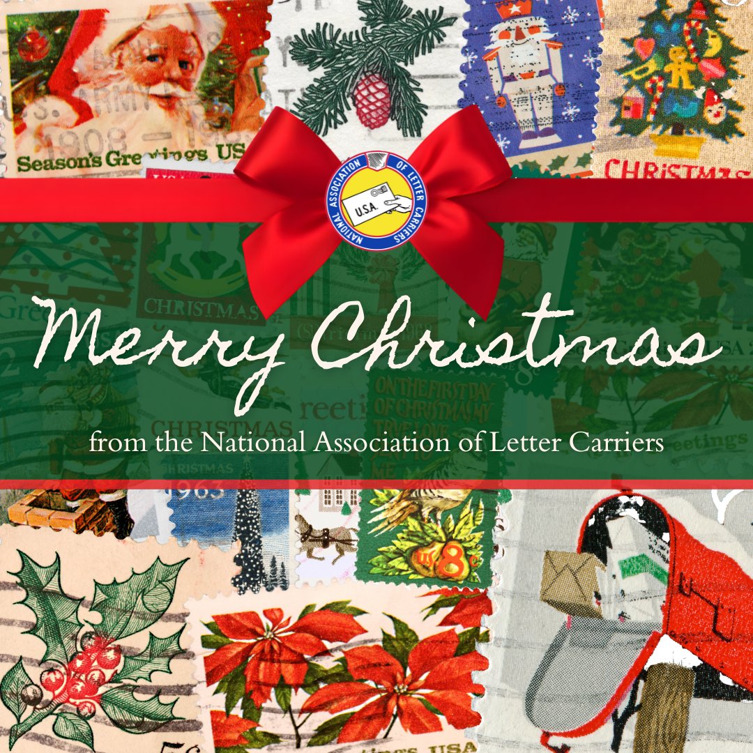 NALC_National's tweet photo. Merry Christmas from NALC! To our dedicated members, thank you for your hard work serving your communities this holiday season, and all year long! We wish you and your families a happy and peaceful holiday. 🎄 https://t.co/bvL1el9OiM