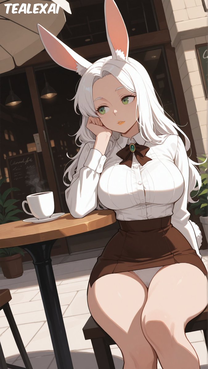 The rabbit girl in cafe