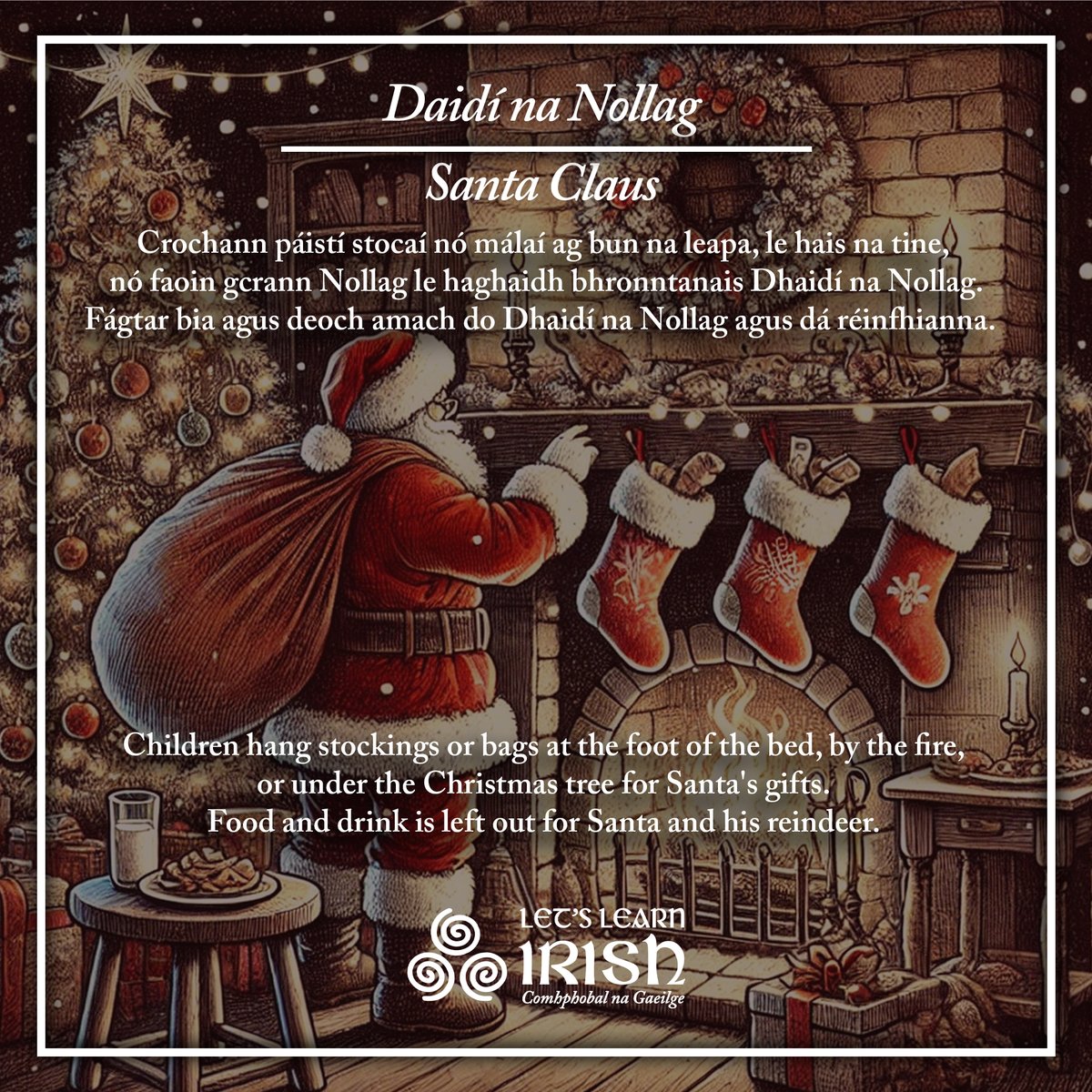 🦌🛷 Ar tháinig Daidí na Nollag ar cuairt chuig do theach aréir?! 🎅

#LetsLearnIrish #Gaeilge #AnNollaig #Christmas #DaidínaNollag #Santa