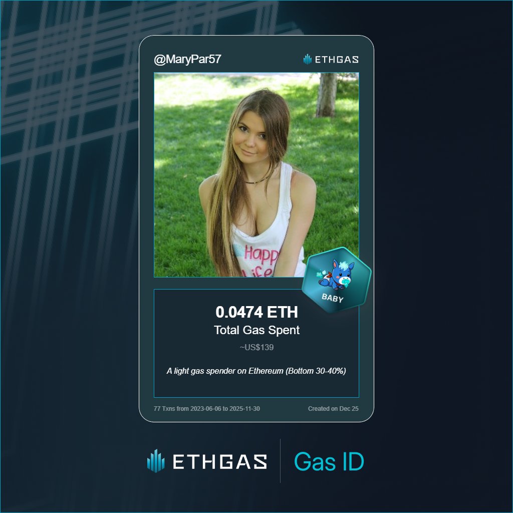 Just unlocked my Gas ID via ETHGas 🪪

I'm a Baby Jack with 0.0474 ETH spent on gas since Beacon Chain - now fueling my climb to the Gasless Future and earned 12 Beans already. 

Reveal yours at ethgas.com/community/gas-…