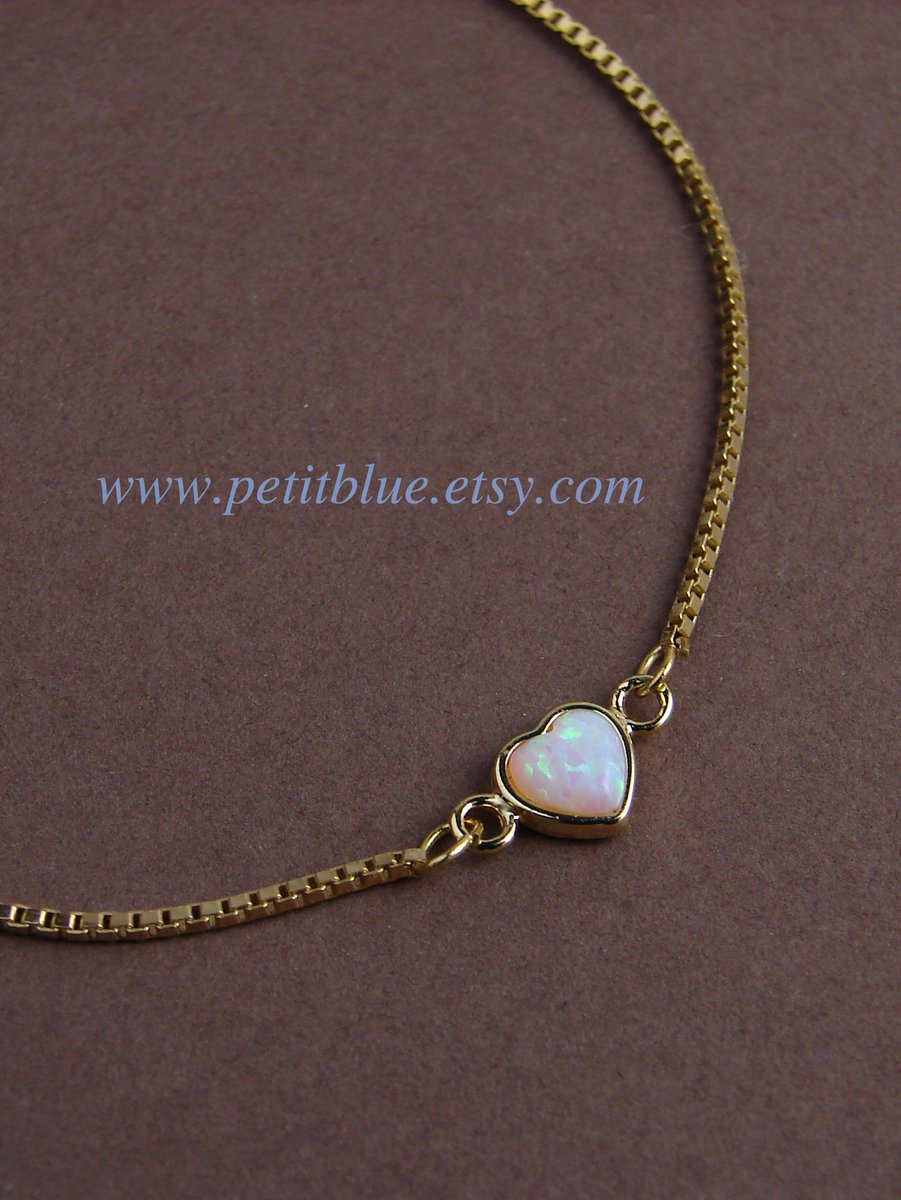 JewelryByMikako's tweet image. Small Opal Heart Bracelet ~ Adjustable Gold Plated Bracelet ~ October Birthday ~ Gift for Her ~ Everyday Jewelry tuppu.net/134a480b  #FreeSize