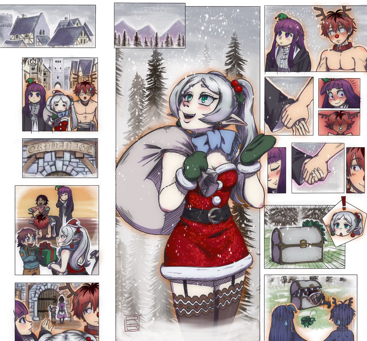 Xokoro77's tweet photo. Little Holiday adventure with Frieren. A little sharing, romance, and unwanted gifts like any good Christmas. 

#FrierenBeyondJourneysEnd #FrierenLookingUp #Christmas #frierenfanart #anime https://t.co/icFlYeQk40