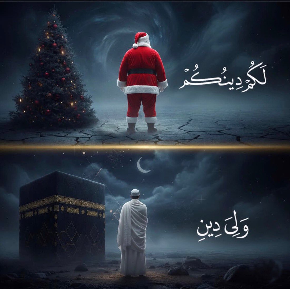 عقيدتهم : {وَقَالَتِ الْيَهُودُ عُزَيْرٌ ابْنُ اللَّهِ وَقَالَتِ النَّصَارَى الْمَسِيحُ ابْنُ اللَّهِ..}

عقيدتنا : ﴿قُلْ هُوَ اللَّهُ أَحَدٌ۝اللَّهُ الصَّمَدُ۝لَمْ يَلِدْ وَلَمْ يُولَدْ۝ولَمْ يَكُنْ لَهُ كُفُوًا أَحَدٌ ۝﴾