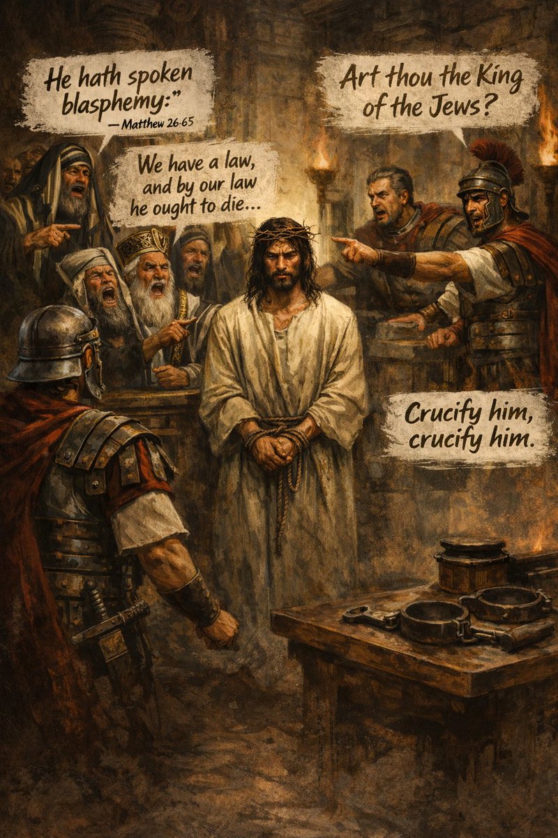 DoniTheMisfit's tweet image. You know how the Pharisees, the Jewish elites, and the state kept demanding Jesus prove He was a King—"the King of the Jews"—as if they have ever proven their own authority over other humans?

Think about that. They couldn't and still can't. Yet they sit in judgment anyway.…