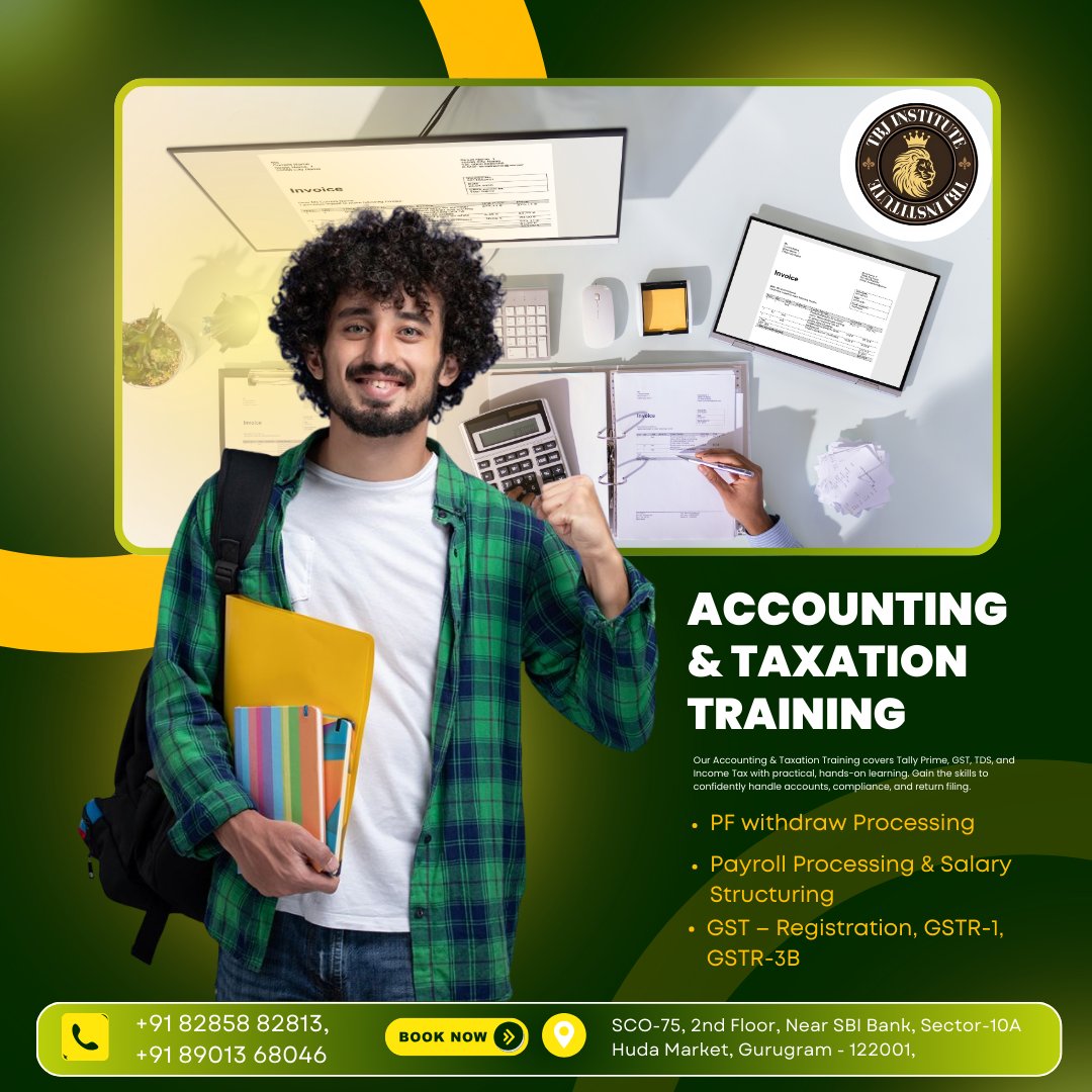 Tbj_Institute05's tweet photo. #AccountingTraining #TaxationTraining #TallyPrime #GSTFiling #TDSReturn #IncomeTax #JobReadySkills #PracticalLearning #FinanceCareer #SkillDevelopment
Phone: +91 82858 82813, +91 89013 68046
SCO-75, 2nd Floor, Near SBI Bank, Sector-10A, https://t.co/GLrPGtoOmX