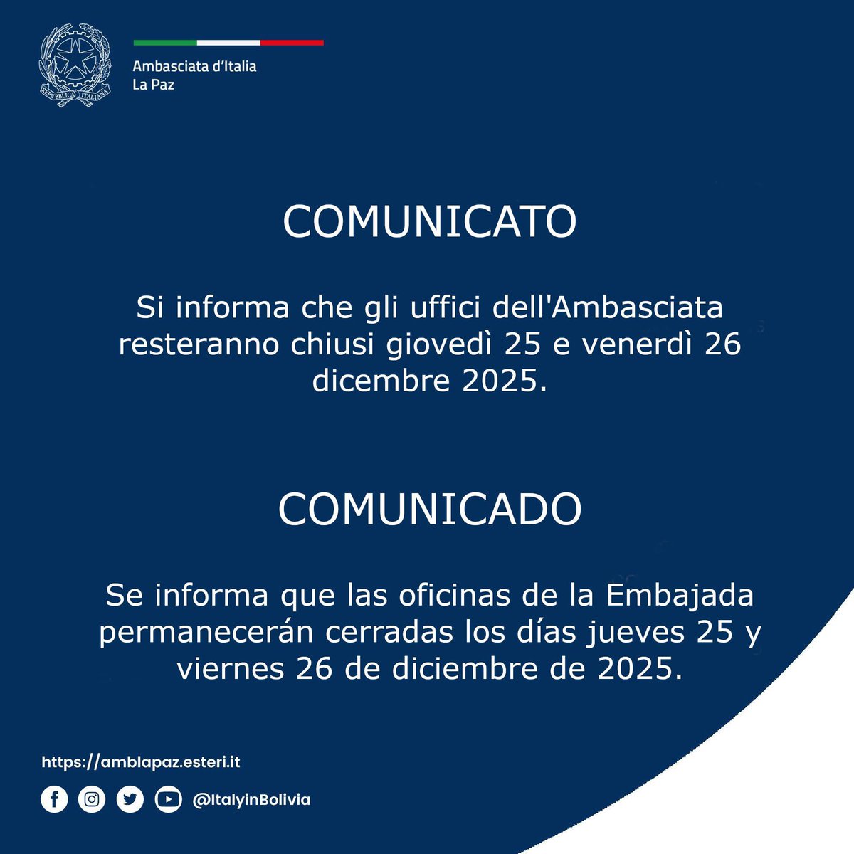 Italy in Bolivia (@italyinbolivia) on Twitter photo 