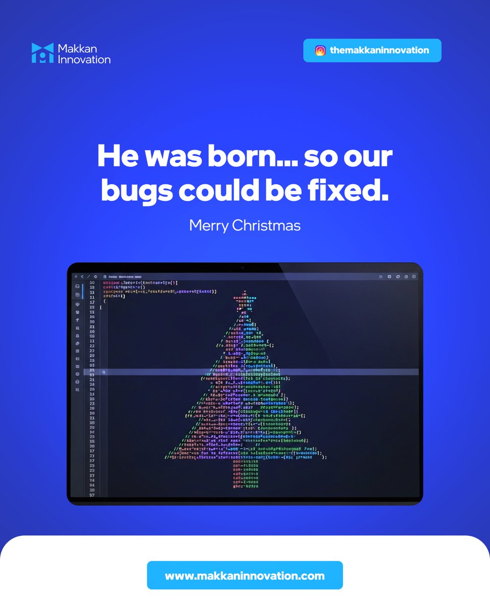 MakkanHQ's tweet photo. This season reminds us that the best things are built with care, purpose, and people at the center.
Merry Christmas from all of us at Makkan Innovation!

#MakkanInnovation #webdevelopment #mobiledevelopment #seoservicescompany #MerryChristmas https://t.co/fhxGnZ7t1l