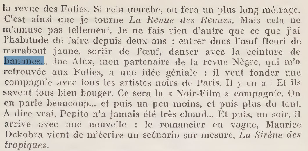SombreMagus's tweet image. Du coup j'ai été regardé dans dans l'autobiographie de Joséphine Baker et voilà ce qu'elle dit sur sa ceinture de bananes. À aucun moment elle ne parle de subvertir le racisme ou quoi que ce soit comme le prétendent les défenseurs du racisme de Charlie