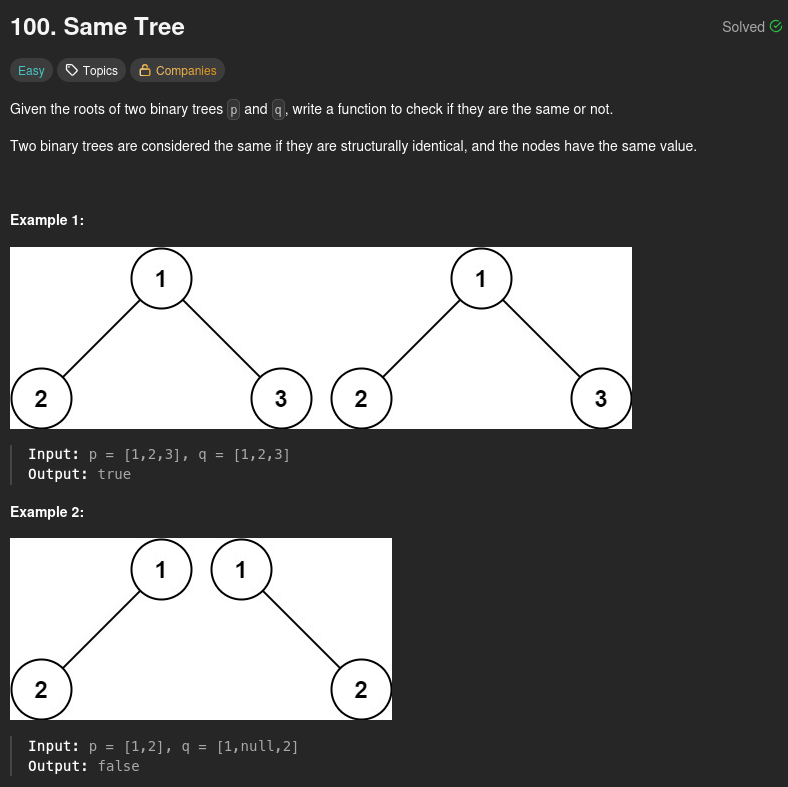 Pranjul07_'s tweet photo. " Trying to improve the previous self.

#Day29 of #100DaysOfCode
Prob no. - 100. Same Tree.

@java
#programming #dodailycode #dailycode https://t.co/AyaZMj4iBn