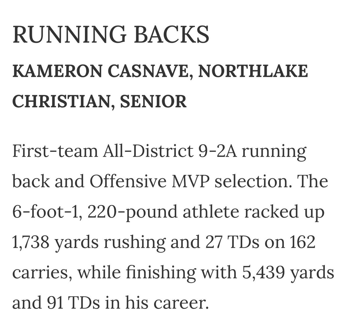 Thank you <a href="/NOLAnews/">NOLA.com</a> for naming me an all parish running back this season GOD BLESS ✝️