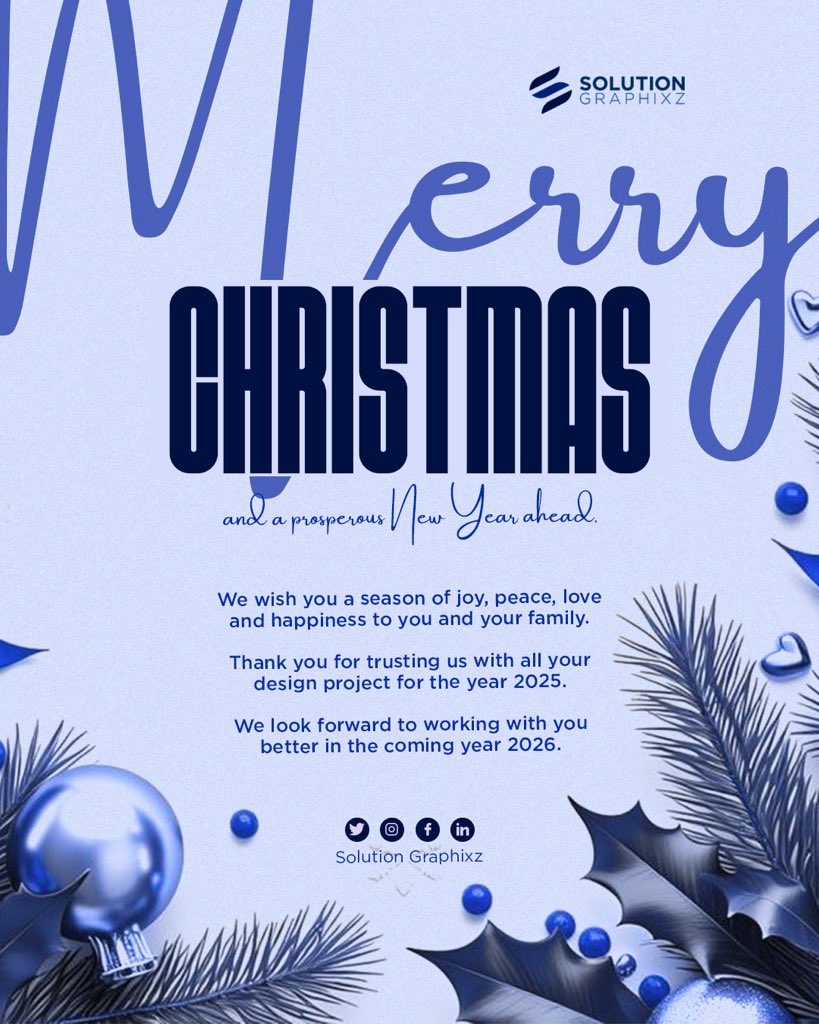 solutiongraphiz's tweet photo. Joyful holidays from Solution Graphixz!
May this season bring you warmth, peace, and prosperity. Cheers to a bright and successful New Year ahead!

For trusting us with your design needs, we say thank you.

Merry Christmas 🎄 https://t.co/ePzHxdC70i