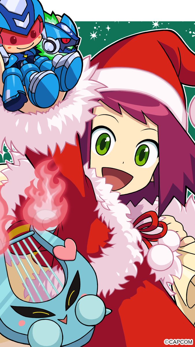 MegaMan's tweet photo. Guided by Lyra's red flames, Sonia Claus is here to deliver holiday cheer to everyone anticipating #MegaManStarForce Legacy Collection on March 27th, 2026. 🎁

Merry Christmas! 🎄 https://t.co/Rlcpbwsdzc