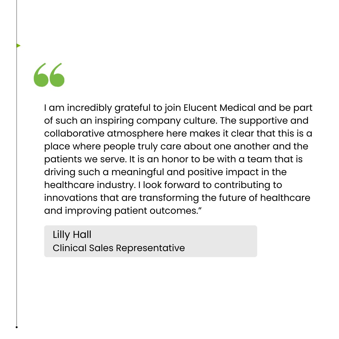 elucentmedical's tweet photo. We're excited to welcome Lilly Hall to our Sales Team. Welcome aboard Lilly! Visit https://t.co/1KYN1jrdtw to see all of our open positions.
#WeAreElucent #Hiring https://t.co/X18YjEStSa