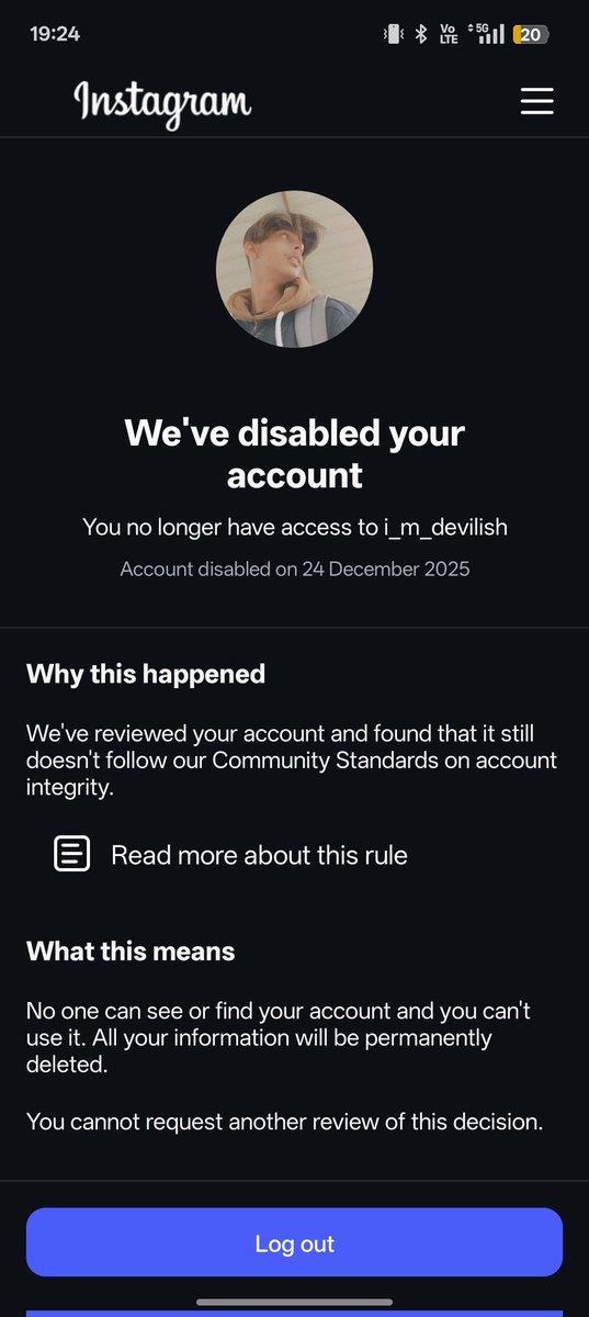 i_m_devilish's tweet photo. @Meta  Hi mata Team,
My account @i_m_devilish was disabled on 24 Dec 2025. I believe this was a mistake. 
Kindly please review my account once again or guide me on the next steps.
Thank you. https://t.co/WBafLGqyQY