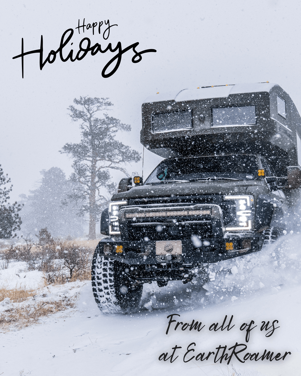 EarthRoamer's tweet photo. Merry Christmas and Happy Holidays from all of us at EarthRoamer! Thanks for following along, supporting what we build, and chasing the same kind of freedom we do. #earthroamer #happyholidays #merrychristmas https://t.co/e9H4oGVNiV