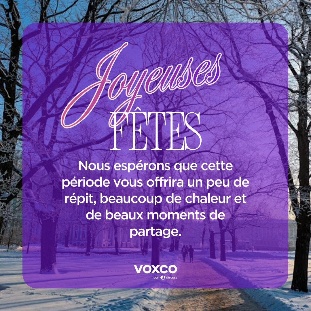 Quelle que soit votre façon de célébrer, nous espérons que cette période vous apportera de la chaleur, de beaux moments partagés et quelques instants de repos bien mérités. ✨

❄️ Joyeuses fêtes de la part de toute l’équipe Voxco.