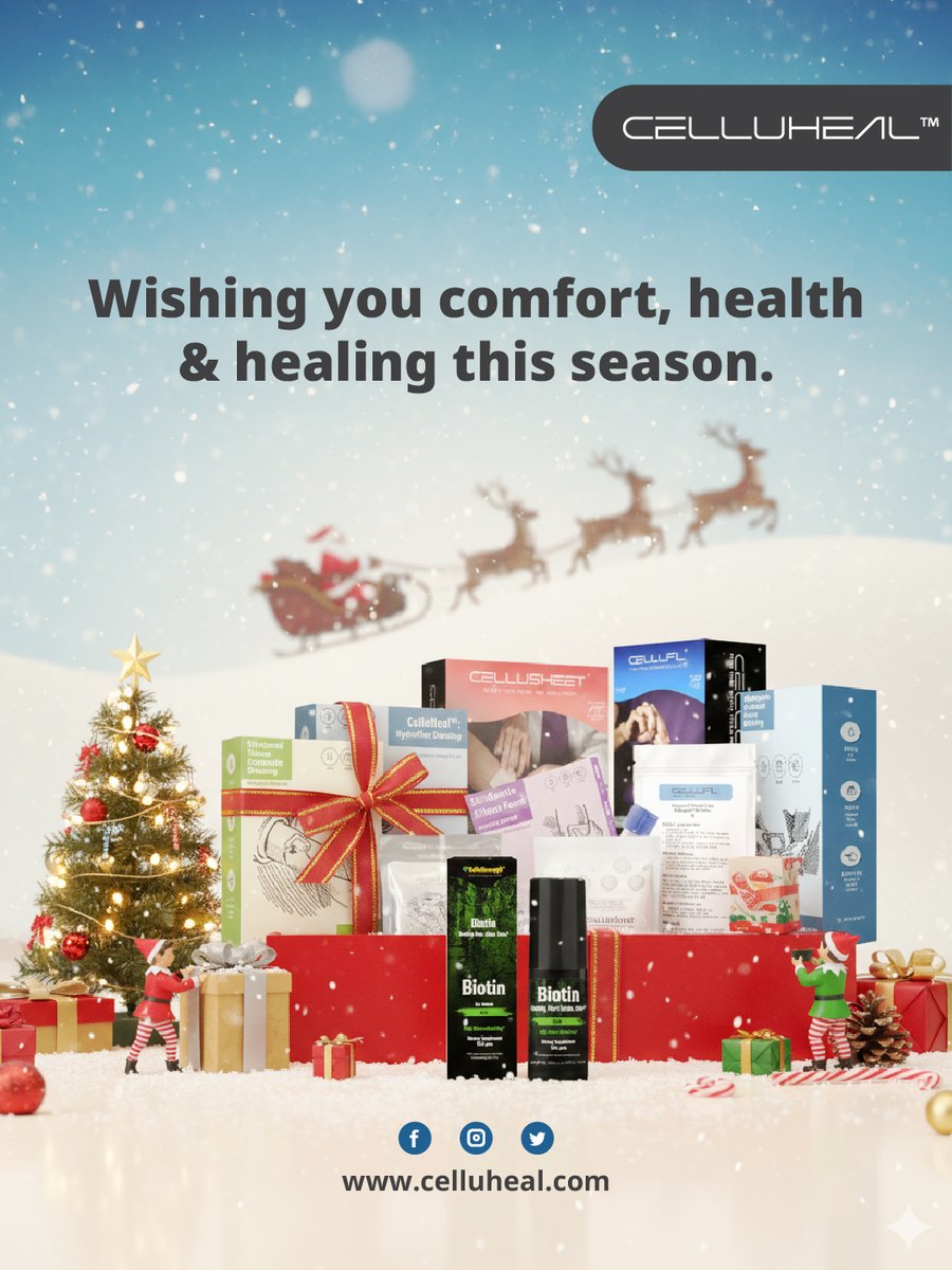 celluheal's tweet photo. From all of us at Celluheal — may your holidays be warm, safe, and healing. 🎄❤️
Explore our care essentials → https://t.co/j4AcV7irmk
#MerryChristmas #Celluheal #HolidayHealing https://t.co/Tu37NILBwb
