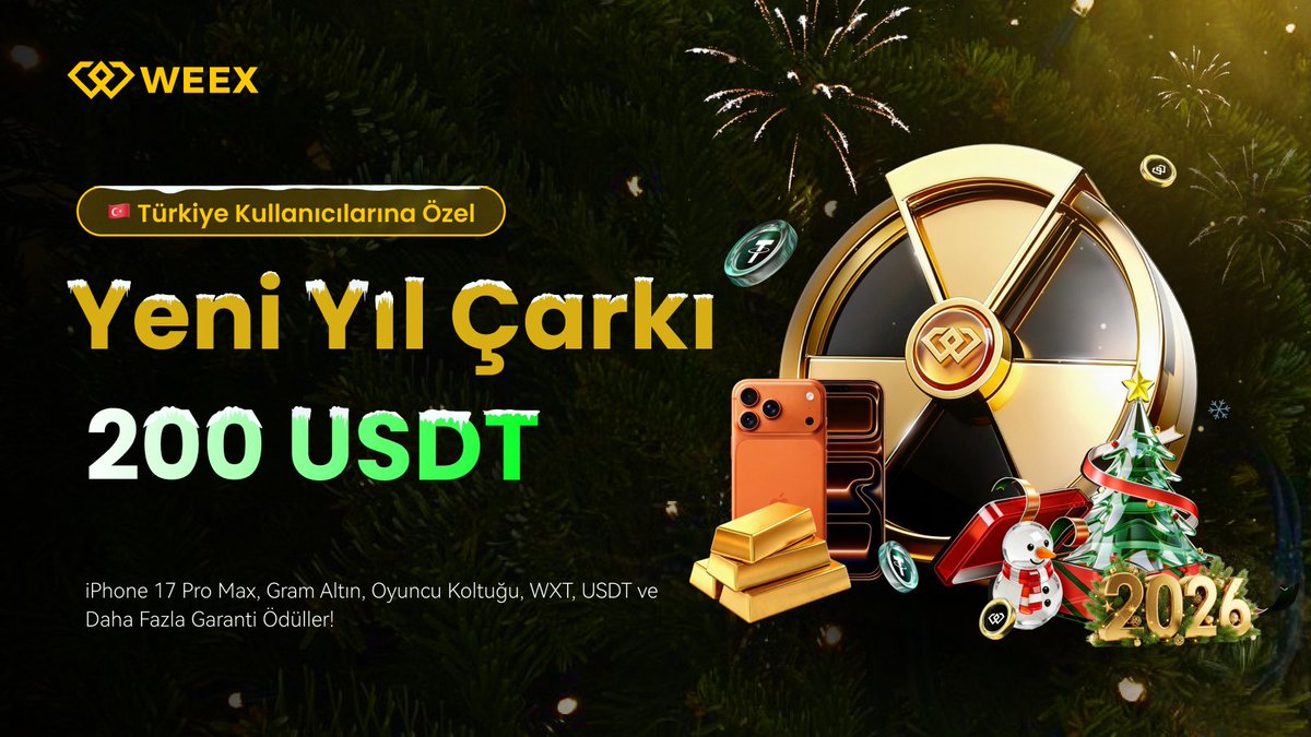 🎡 Yılbaşı Çarkı’na Özel Sosyal Medya Ödülü!
🎁 Bu tweet’i beğenip + RT yapıp çarkı çevirenlere 200 $USDT sosyal medya ödülü dağıtıyoruz! 

📌 Katılım:
1️⃣ Like + RT
2️⃣ Çarkı çevir: bit.ly/YılbaşıÇarkı
3️⃣ Yorumlara çarkı çevirdiğine dair ekran görüntüsü + WEEX UID bırak

🕒