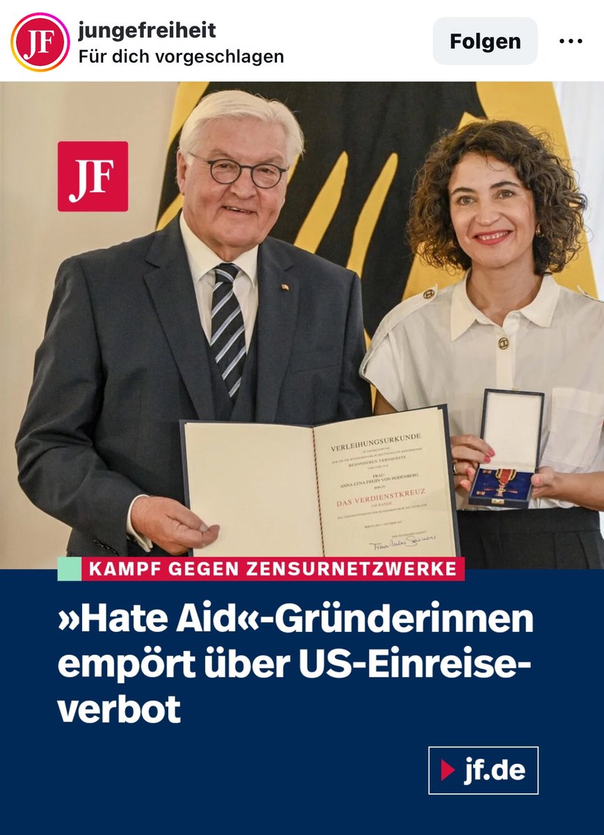 Sie kann ja jetzt Urlaub in Nordkorea machen, dass würde passen.
Ich hoffe das weitere Maßnahmen folgen.
#HateAid #Zensur #usa #trump #Meinungsfreiheit wieder herstellen!