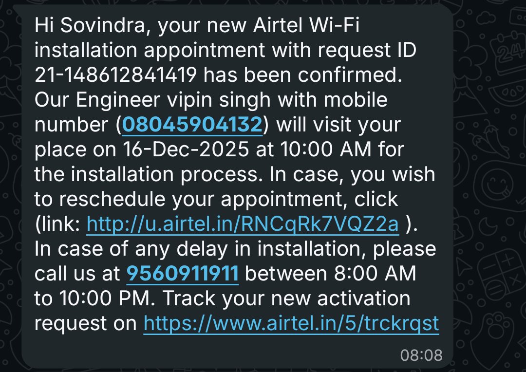 sovindrasir's tweet photo. Airtel wifi connection no. 012025238374
Shifting request pending since last 10 days. But there is no solution provided by the @airtelindia or airtel team.
Every time only timings given by the @airtelindia technicians.
@airtelindia
@Airtel_Presence @airtelnews https://t.co/Pwo73GNiGk